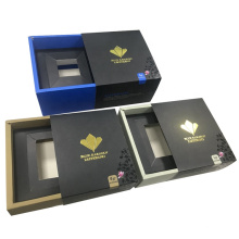 Fancy Luxury Gold Stamping Logo Rigid Cardboard Flat Pack Gift Packaging Boxes Drawer